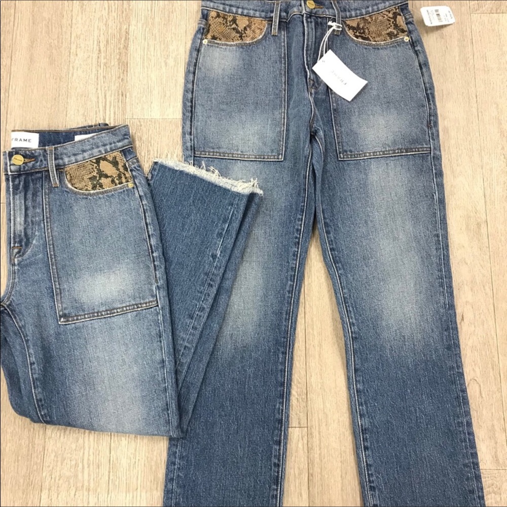 FRAME DENIM Rattler Le High Straight Python Snake - Picture 3 of 3
